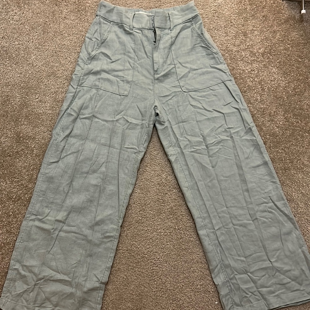 Abercrombie Sage Green Linen Pants
